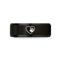 personalized presents for men – black & gold tungsten pride paw wedding band