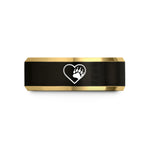 unique rings for men – black & gold tungsten pride paw wedding band