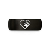unique rings for men – black & rose gold tungsten pride paw wedding band