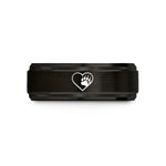 unique rings for men – black & rose gold tungsten pride paw wedding band