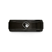 unique rings for men – black & rose gold tungsten pride paw wedding band