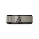 comfort fit rings men – black & blue & silver tungsten surf fin wedding band