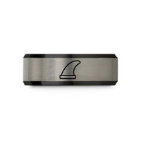 comfort fit rings men – black & blue & silver tungsten surf fin wedding band