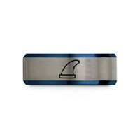 tungsten rings for men – black & blue & gray tungsten surf fin wedding band