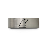 comfort fit rings men – silver tungsten surf fin wedding band