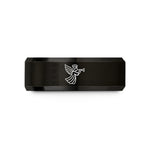 rose gold ring present – black & rose gold tungsten angel herald trumpet wedding band
