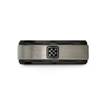 engraved rings for couples – black & silver tungsten checkerboard wedding band