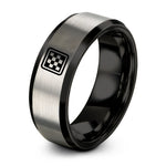 unique anniversary present ideas – black & gray tungsten checkerboard ring