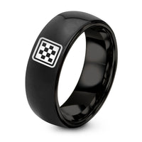 25th Gift Anniversaries for Wife – black tungsten checkerboard ring