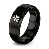 black tungsten checkerboard ring
