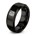 Checkerboard – Tungsten Wedding Band, 8 mm, Black Comfort-Fit Unisex