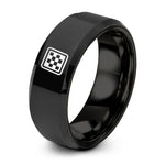 custom rings for her – black tungsten checkerboard ring
