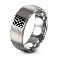 25th Gift Anniversaries for Wife – grey tungsten checkerboard ring