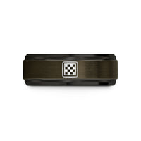 custom rings for her – gunmetal & black tungsten checkerboard wedding band