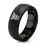 25th Gift Anniversaries for Wife – black tungsten moth on skull ring