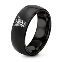 25th Gift Anniversaries for Wife – black tungsten moth on skull ring