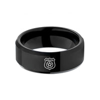 customized anniversary ring present – black tungsten police badge shield wedding band