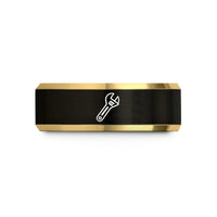 unique anniversary present ideas – black & gold tungsten adjustable wrench wedding band