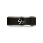 best presents for couples – black & silver tungsten birds rising wedding band