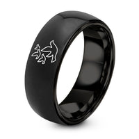 25th Wedding Gift Anniversaries – black tungsten birds rising ring