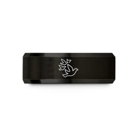 best presents for couples – black tungsten birds rising wedding band