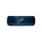 him tungsten rings sale – blue tungsten paper plane path wedding band