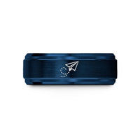 him tungsten rings sale – blue tungsten paper plane path wedding band