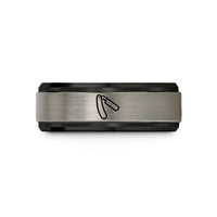 men's anniversary present ideas – black & silver tungsten straight razor wedding band