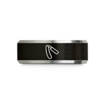 mens tungsten wedding band – black & grey tungsten straight razor wedding band
