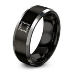 engraved rings for him – black & gray tungsten thorn vine border ring