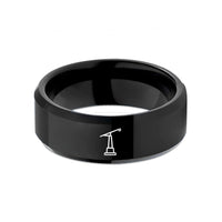 special keepsake rings him – black tungsten trolley pole wedding band