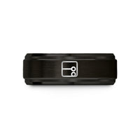 personalized anniversary present ideas – black tungsten repeat sign wedding band