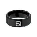tungsten rings for couples – black tungsten repeat sign wedding band
