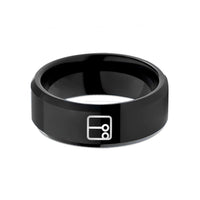 tungsten rings for couples – black tungsten repeat sign wedding band