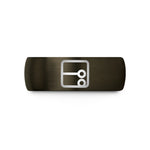 custom engraved wedding band – gunmetal & black tungsten repeat sign wedding band