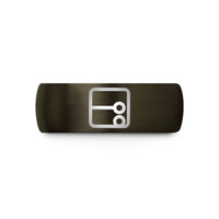 custom engraved wedding band – gunmetal & black tungsten repeat sign wedding band