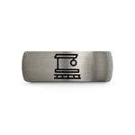 custom wedding band men – black & grey tungsten station platform wedding band