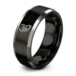 tungsten wedding bands unisex – black & silver tungsten wildebeest skull circle ring