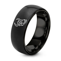 25th Wedding Gift Anniversaries – black tungsten wildebeest skull circle ring
