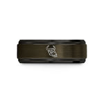 black tungsten men bands – gunmetal & black tungsten wildebeest skull circle wedding band