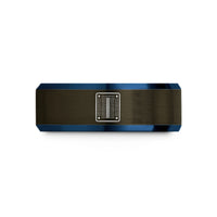 personalized couple present ideas – gunmetal & blue tungsten breadboard wedding band