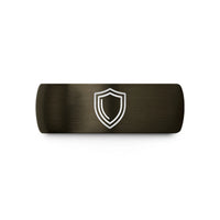 custom engraved rings couples – gunmetal & black tungsten heater shield wedding band