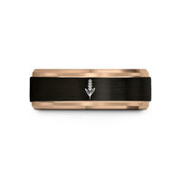 luxury anniversary ring present – black & rose gold tungsten lavender wedding band
