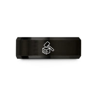 unique presents for partners – black tungsten wood block mallet wedding band