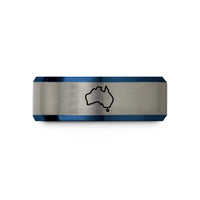 personalized presents for him – blue & silver tungsten australia wedding band