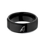 anniversary band for him – black tungsten fishing rod wedding band