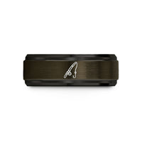 anniversary band for him – gunmetal & black tungsten fishing rod wedding band