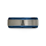 tungsten wedding bands men – black & blue & grey tungsten port buoy wedding band