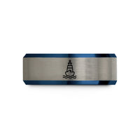 anniversary ring for him – black & blue & grey tungsten port buoy wedding band