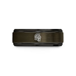 tungsten ring for men – gunmetal & black tungsten skull helmet wedding band